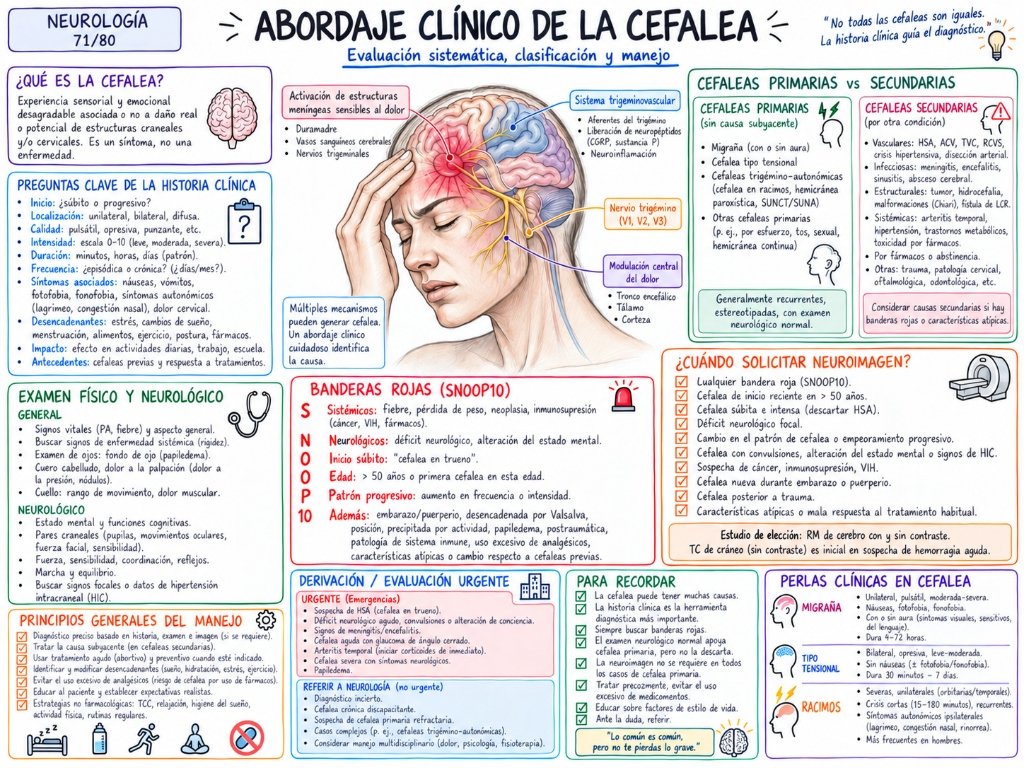 Neurología 71/80: Abordaje Clínico de la Cefalea (Evaluación sistemática, clasificación y manejo)