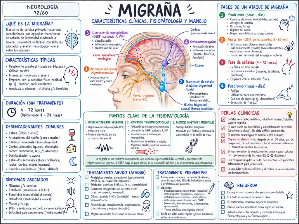 Neurología 72/80: Migraña (Características clínicas, fisiopatología y manejo)