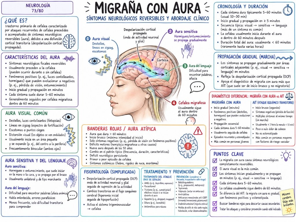 Neurología 73/80: Migraña con Aura (Síntomas neurológicos reversibles y abordaje clínico)
