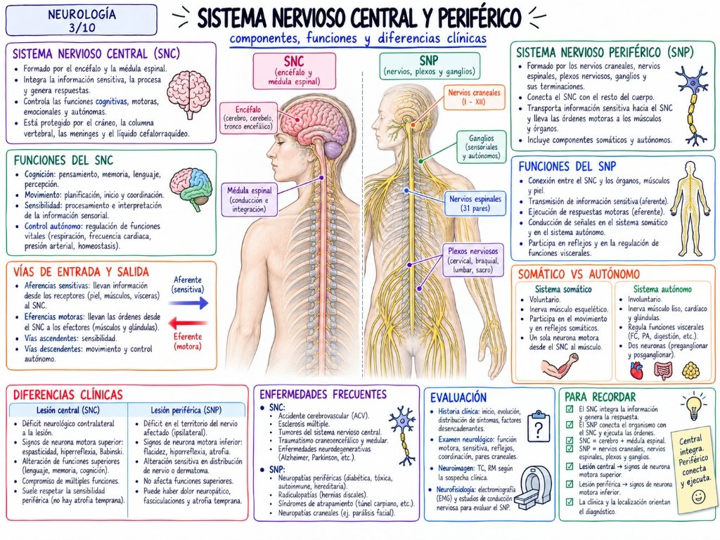 Neurología 3/10: Sistema Nervioso Central y Periférico