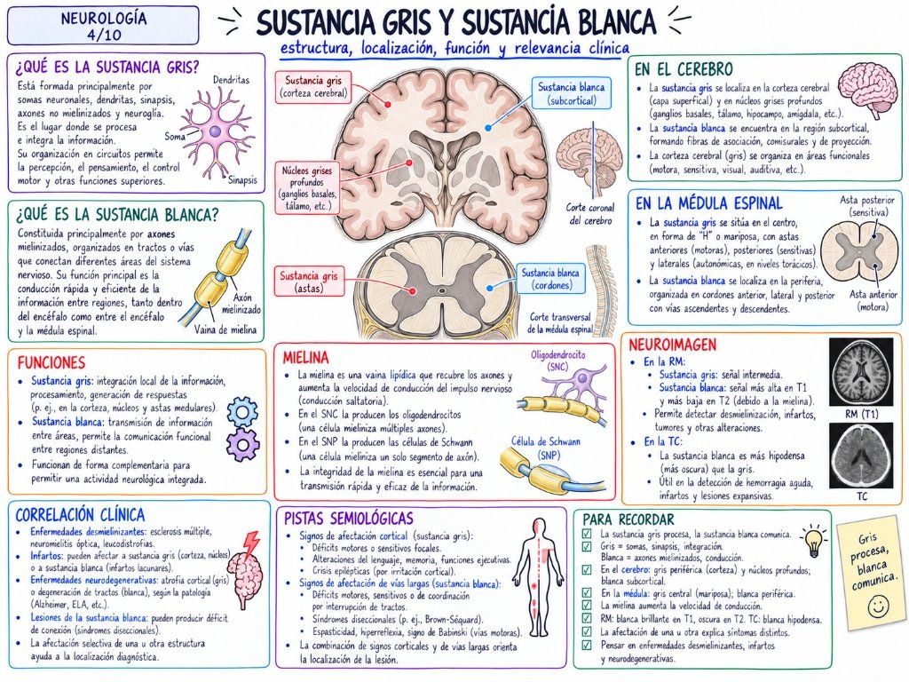 Neurología 4/10: Sustancia Gris y Sustancia Blanca