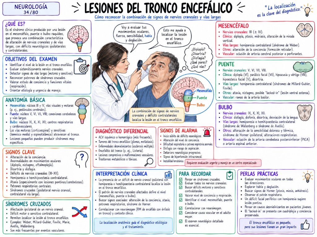 Neurología 34/80: Lesiones del Tronco Encefálico